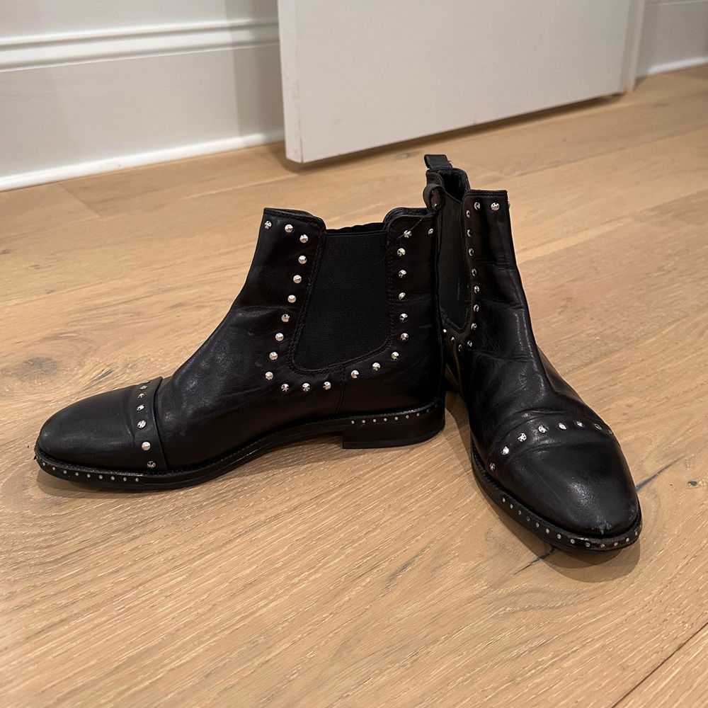 Black studded leather Chelsea boots